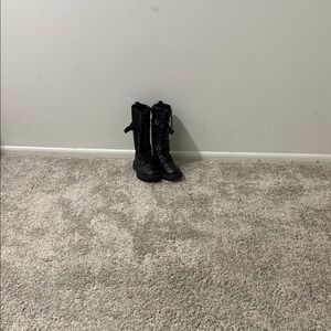 Source Unknown Black Kids Lace-Up Combat Boots